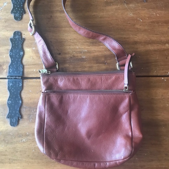 Fossil Fiona Crossbody Purse Bag Brown Tan Leather - Picture 1 of 7